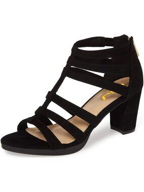 Stylish Chunky Mid Heel Sandals - Open Toe T-Strap Cutout Pumps for Party